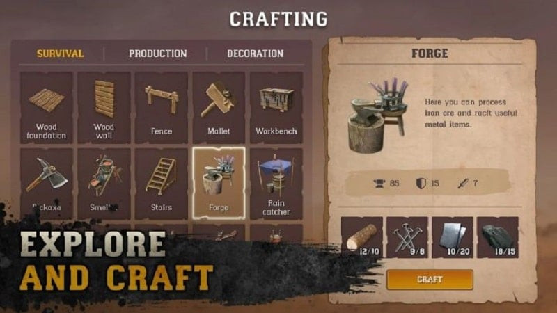 Raft Survival: Desert Nomad crafting tools screenshot