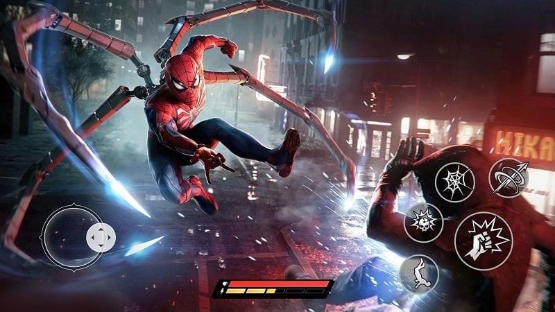 alt: Spider-Man tung chiêu trong Spider Fighter 2