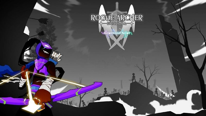 Stickman Fight Archer Survival MOD APK: Character shooting a bow and arrow