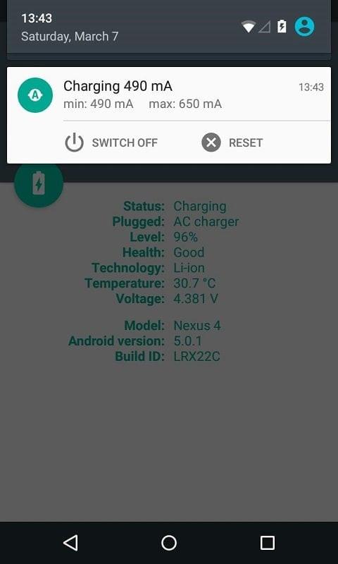 Download Ampere MOD APK to check charger quality