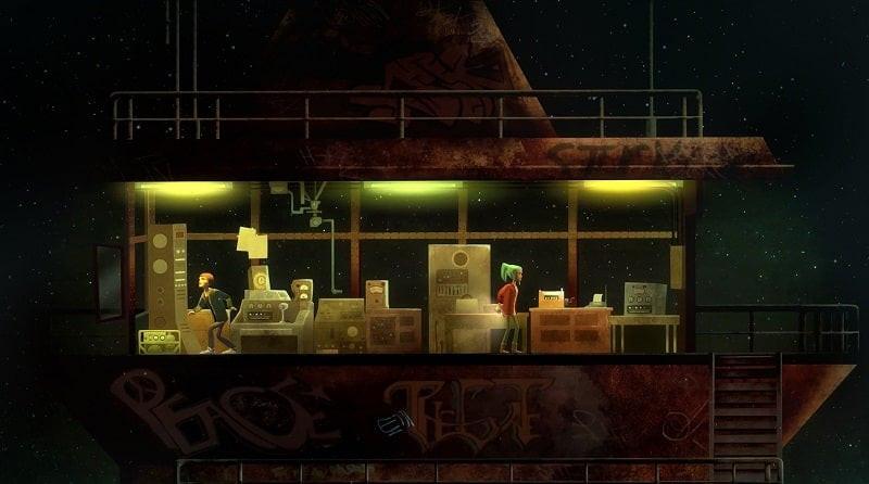 Alex, the protagonist of OXENFREE, using a radio.