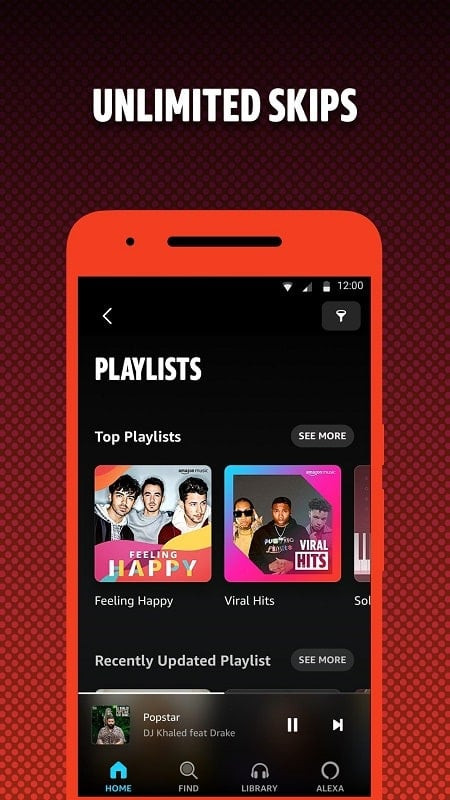 Amazon Music MOD on Android with various music genres