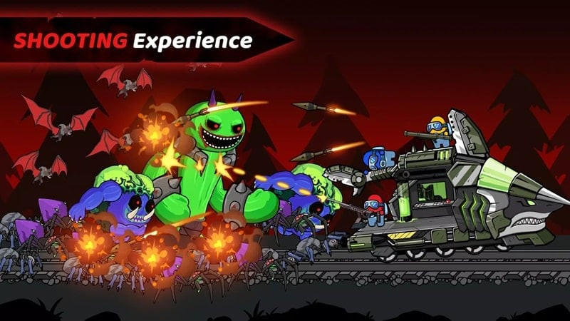 Monsters Survivor MOD APK gameplay screenshot: the hero uses a special skill to destroy monsters.