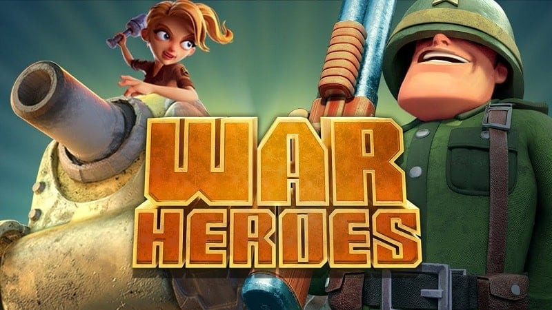 alt text: Ảnh chụp màn hình game War Heroes: Strategy Card Game trên điện thoại, thể hiện giao diện chiến đấu sôi động với nhiều đơn vị quân