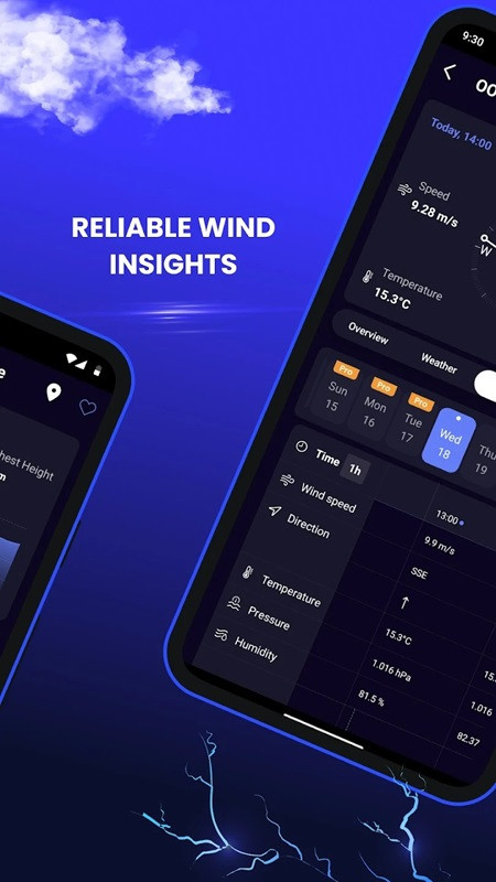 Visual charts displaying marine weather data in the Marine Weather MOD APK app.