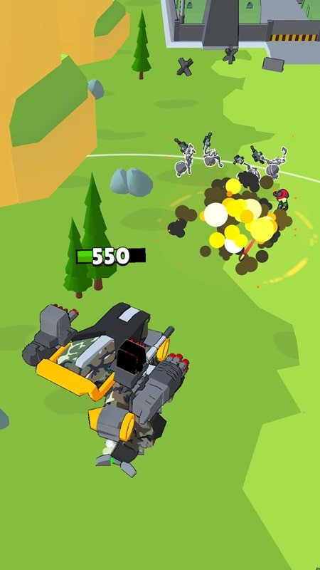 Battling a monster in Army Merge: Tank Master