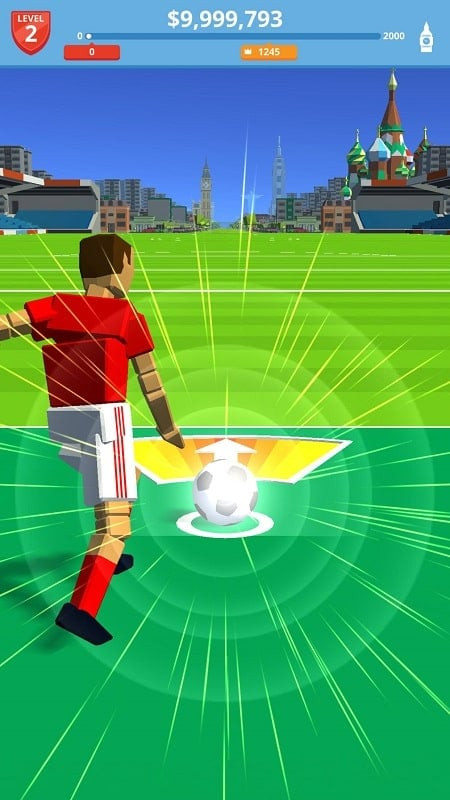 A Soccer Kick player executing a powerful kick.