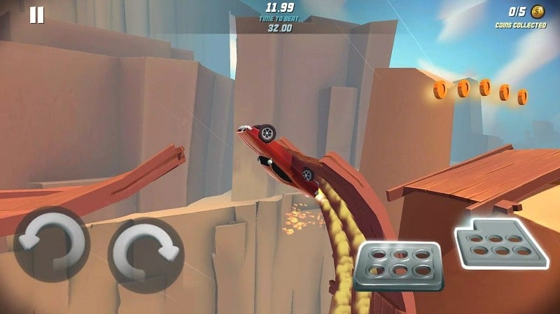 alt text: Chiếc xe trong game Stunt Car Extreme đang thực hiện cú nhảy ngoạn mục