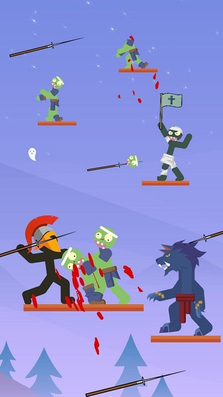 The warrior throws an axe at an enemy in The Warrior game