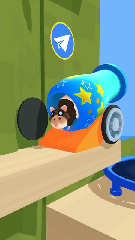 A hamster overcoming an obstacle in Hamster Maze MOD APK