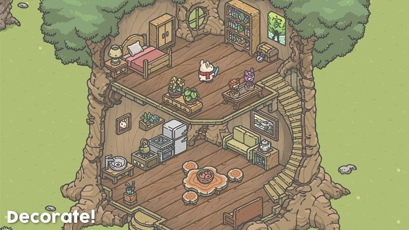 Tsuki the rabbit relaxing in his home in Tsuki's Odyssey