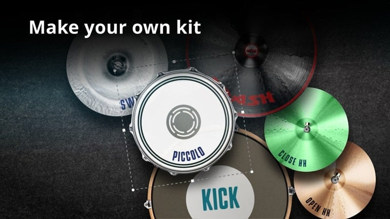 Drum lessons interface in Real Drum with different skill levels