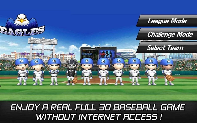 Game mode selection screen in Baseball Star MOD APK.