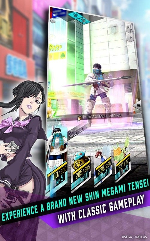 Shin Megami Tensei D×2 battle screen showing demons and skill effects