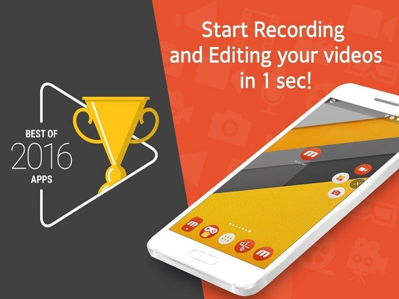 Mobizen Screen Recorder's video editing interface with options to add images, text, and effects.