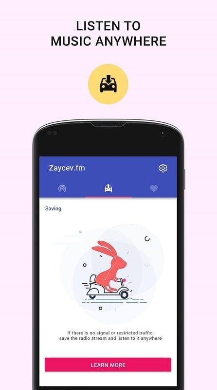 alt text: Giao diện chính ứng dụng Zaycev.fm MOD APK với các tùy chọn nghe nhạc