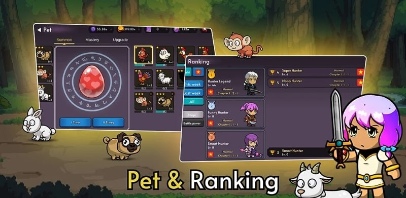 Hunter’s Legend Idle RPG gameplay on a mobile phone