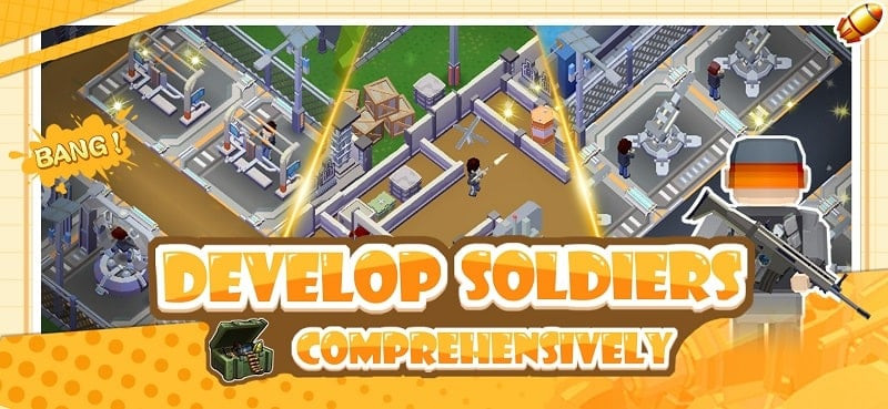 Alt text: Giao diện game Idle Military SCH Tycoon Games với các đơn vị quân