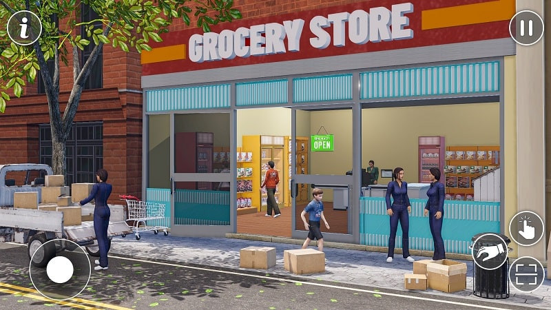 alt text: Giao diện game Supermarket Cashier Games 3D hiển thị quầy thu ngân