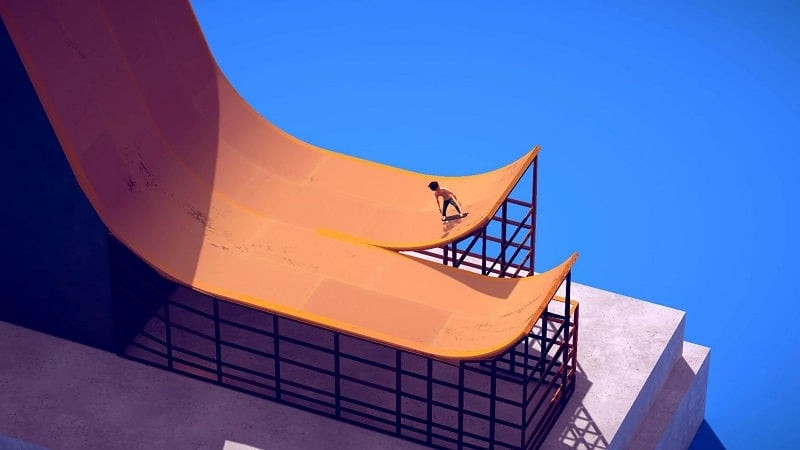 The Ramp game interface showcasing a skater performing a trick on a ramp.