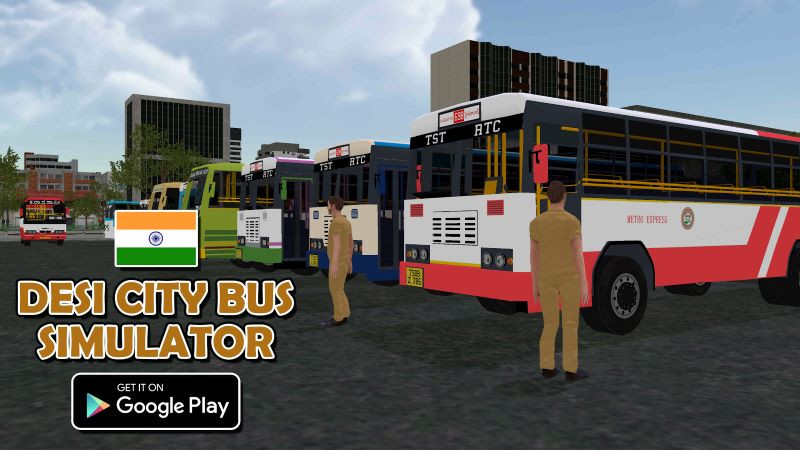 alt text: Giao diện lái xe trong game Desi City Bus Indian Simulator