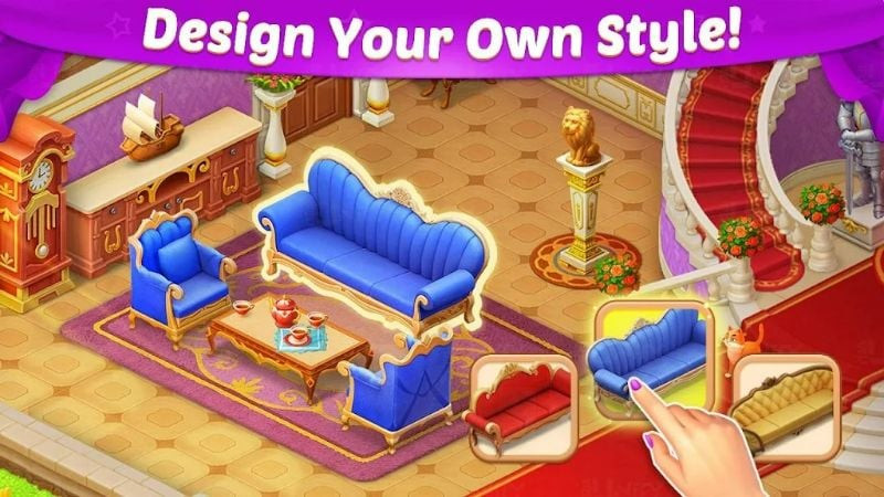 Interior decorating selection interface in Castle Story