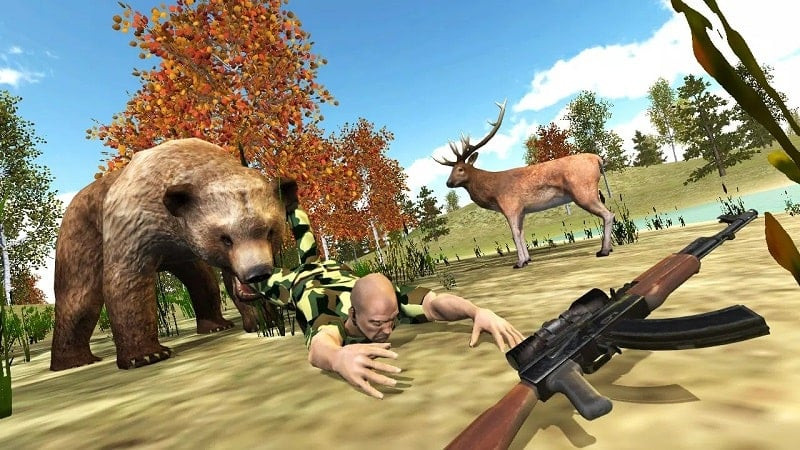 alt text: Giao diện lựa chọn vũ khí trong Hunting Simulator 4x4, hiển thị nhiều loại súng trường khác nhau