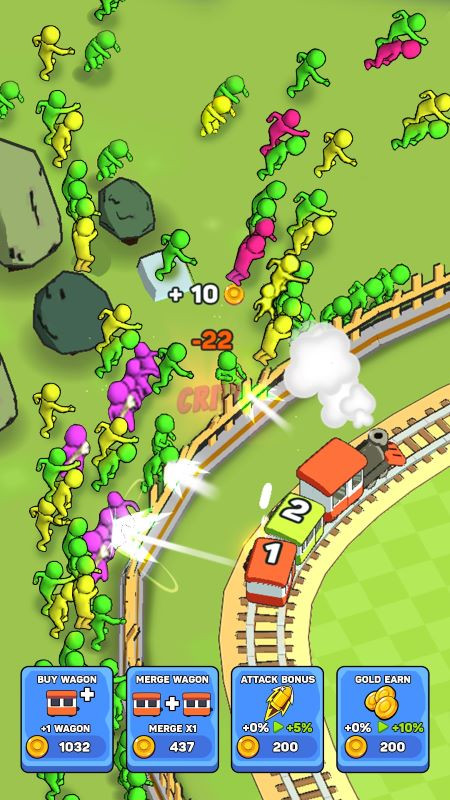 alt text: Giao diện nâng cấp toa tàu trong game Train Tycoon: Idle Defense.