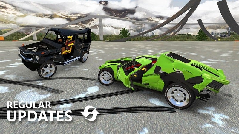 The car upgrade interface in RCC - Real Car Crash MOD APK, allowing players to customize and improve their vehicles.