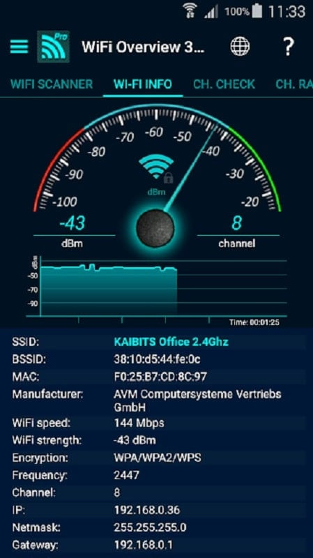 WiFi Overview 360 Pro's network management interface