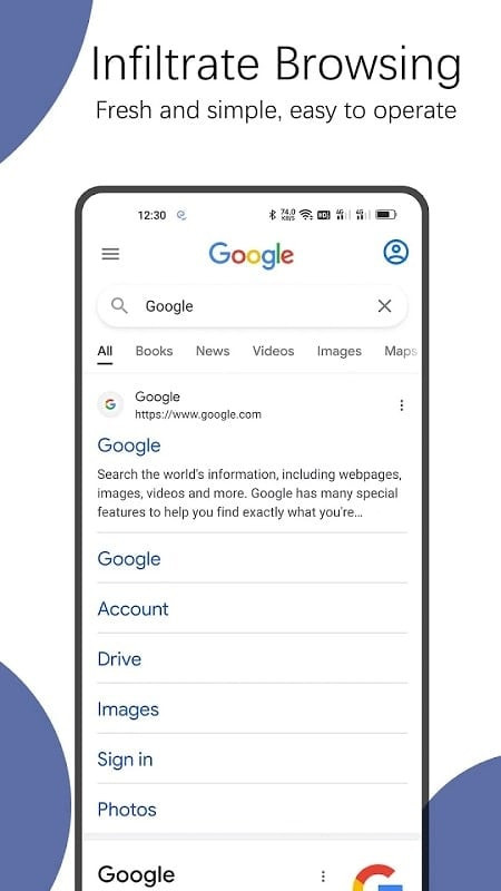 Rainsee Browser displaying multiple open tabs on a phone