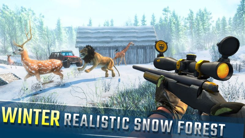 alt text: Giao diện săn bắn trong Wild Animal Hunting Games FPS