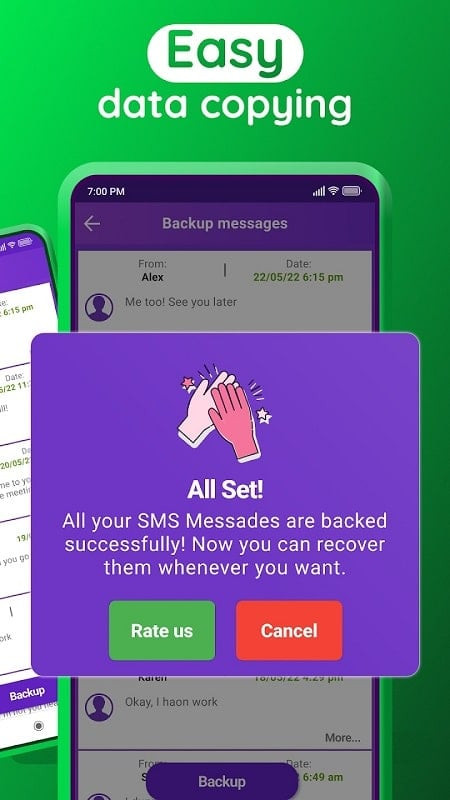 Message backup interface in Recover Deleted Messages MOD APK on Android