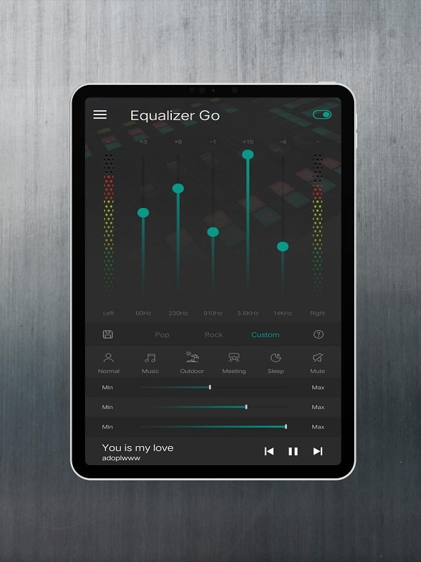 Equalizer - Bass Booster Pro app's volume control interface