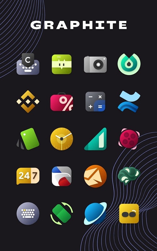 alt text:  Giao diện tùy chỉnh chủ đề trong Graphite Icon Pack