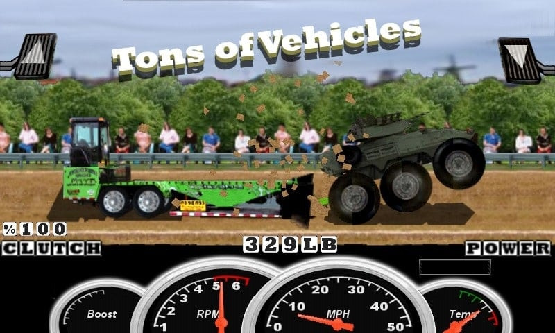 alt text: Giao diện tùy chỉnh và nâng cấp máy kéo trong game Tractor Pull