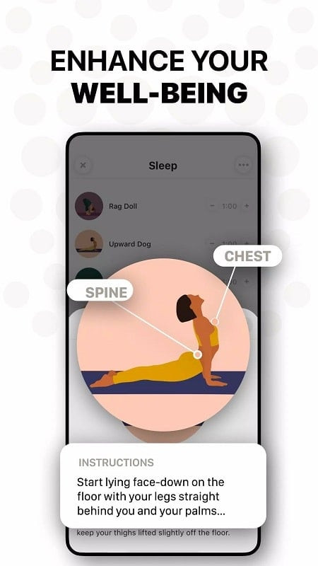 Bend app interface showing a stretching exercise.