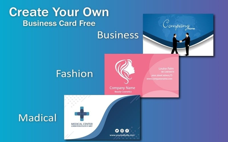 alt text: Giao diện ứng dụng Business Card & Logo Design với các mẫu thiết kế danh thiếp