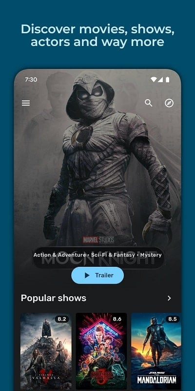 Cinexplore app interface with movie sorting options