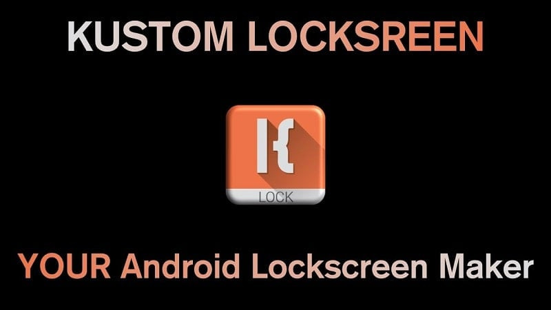 alt text: Giao diện ứng dụng KLCK Kustom Lock Screen Maker với các tùy chỉnh đa dạng.