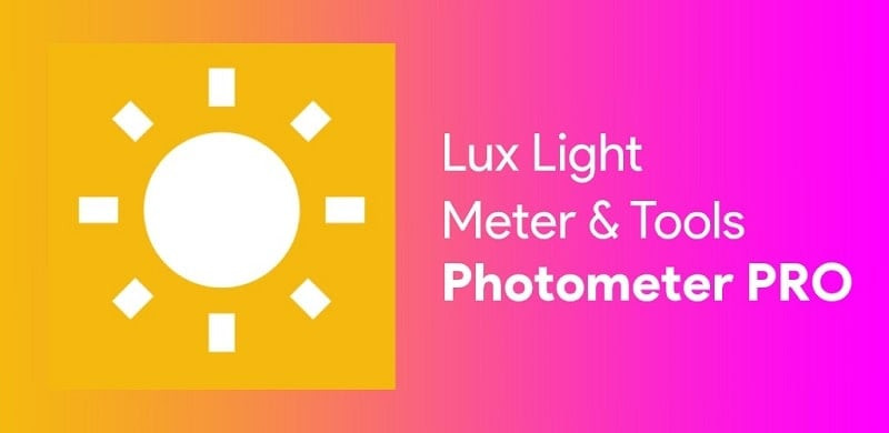 alt text: Giao diện ứng dụng Lux Light Meter Photometer PRO trên điện thoại