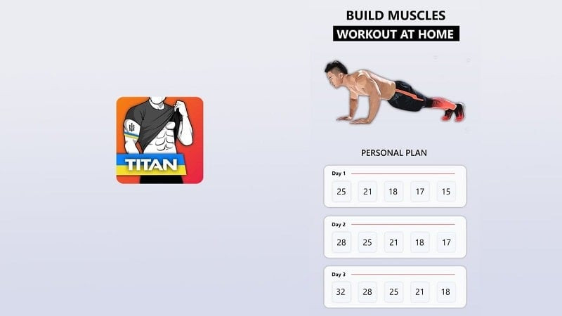 alt text: Giao diện ứng dụng Titan – Home Workout & Fitness trên điện thoại