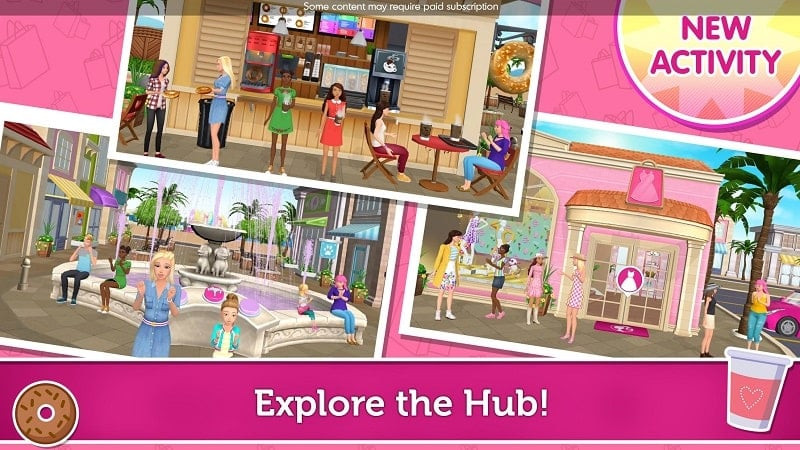 alt text: Hình ảnh Barbie và bạn bè đang vui chơi trên bãi biển trong game Barbie Dreamhouse Adventures.