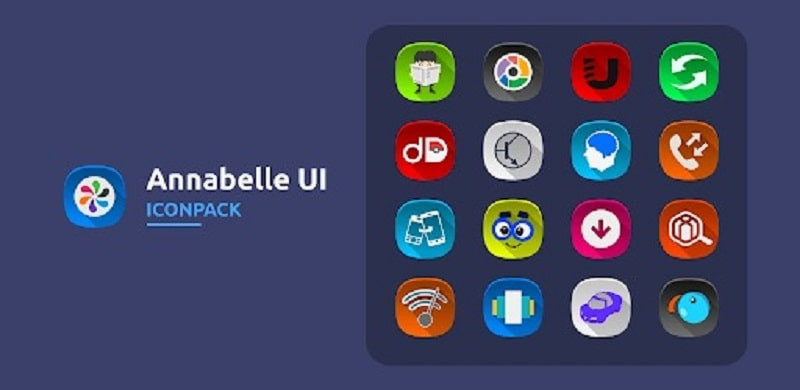 alt text: Hình ảnh bộ icon Annabelle UI trên điện thoại