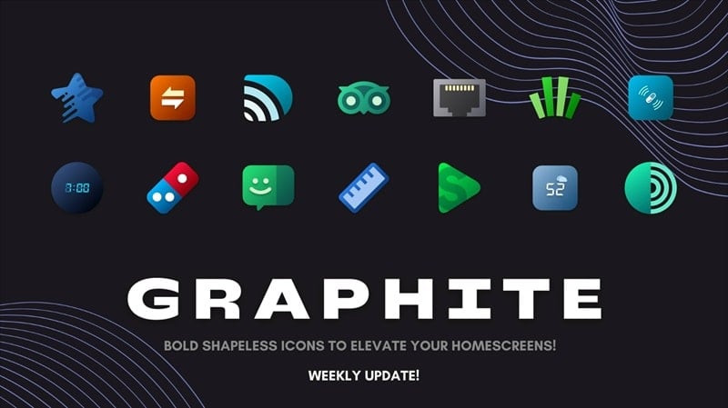 alt text: Hình ảnh bộ icon Graphite trên giao diện điện thoại Android