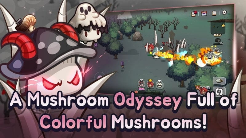 Different mushroom types in Mushroom Go, each with unique abilities