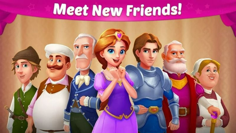 Characters in Castle Story, including Princess Alice, the knight, and others