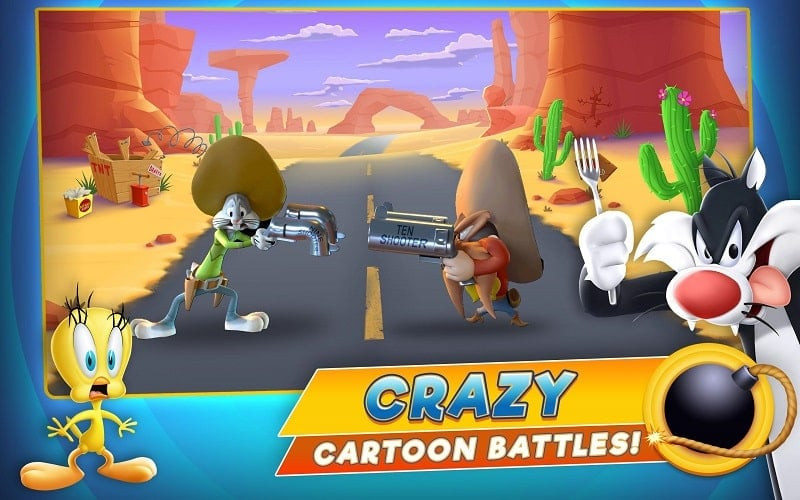 alt text: Hình ảnh các nhân vật trong game Looney Tunes World of Mayhem với tạo hình chibi dễ thương.