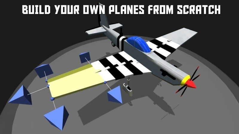 SimplePlanes aircraft designer interface showing tools and parts