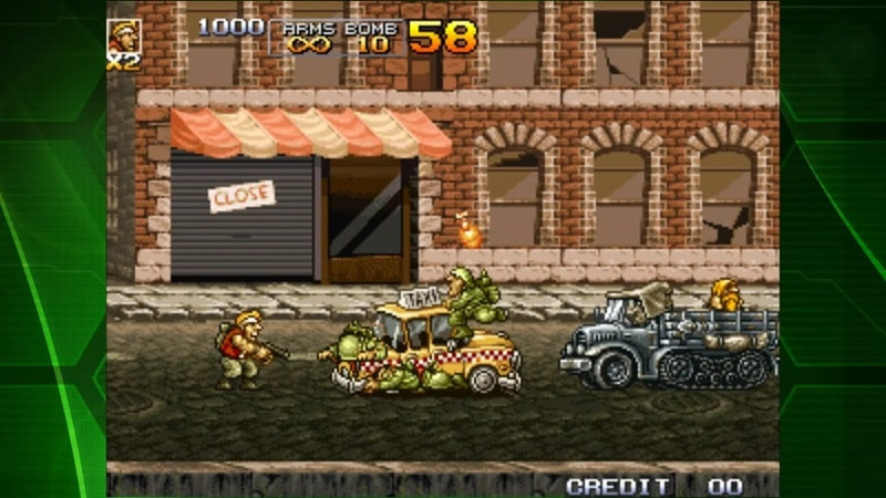 alt text: Hình ảnh chiến đấu trong game Metal Slug 4 ACA NEOGEO